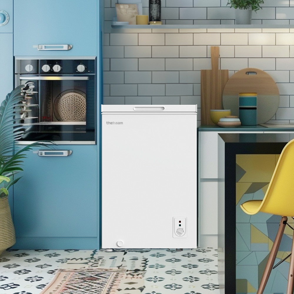 더함 소형 미니 냉동고 스탠드 뚜껑형 냉동고 화이트 99L