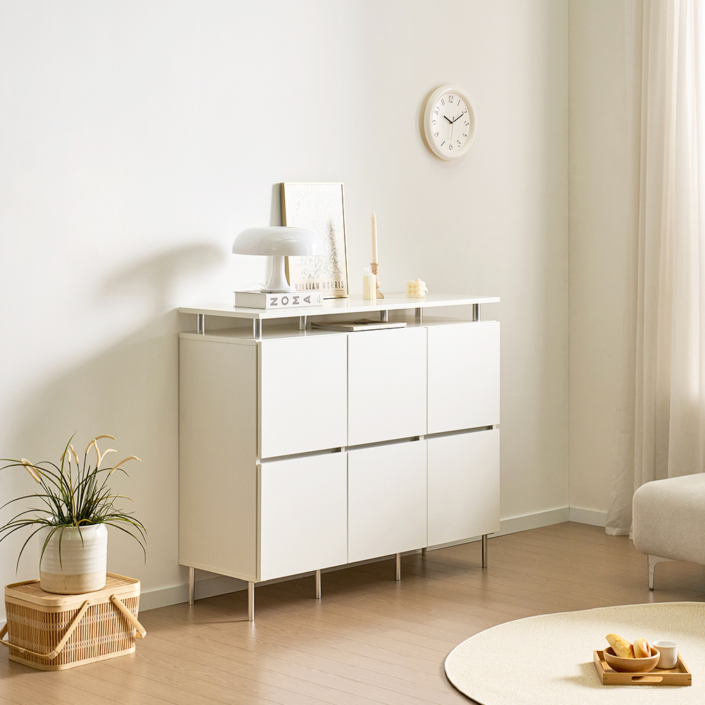 로아 수납장 모듈 다용도 거실 맘마존 (다리형/상판형) 1200, 2단, 화이트