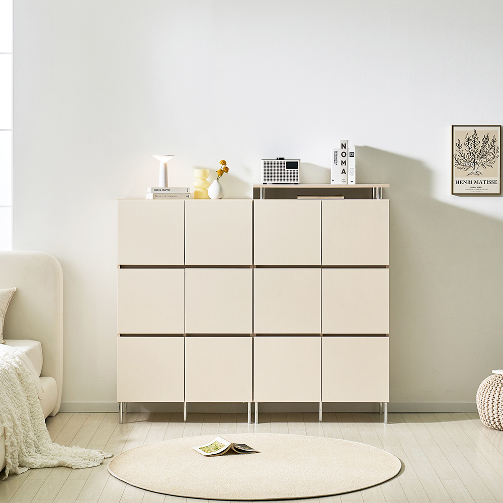 로아 수납장 모듈 다용도 거실 맘마존 (다리형) 800, 3단, 크림화이트