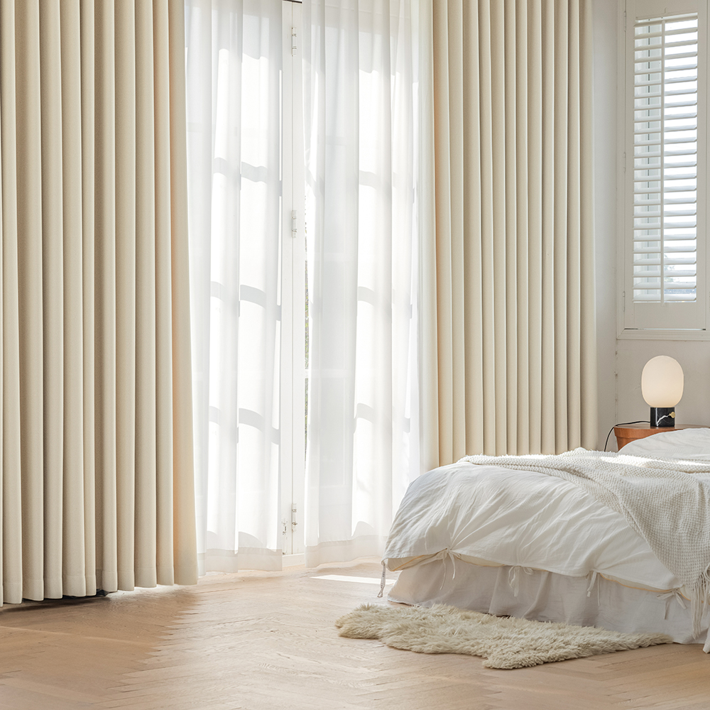 사라하우스 소프트 양면 형상기억 암막 방한 커텐 사계절 호텔 거실 안방 커튼