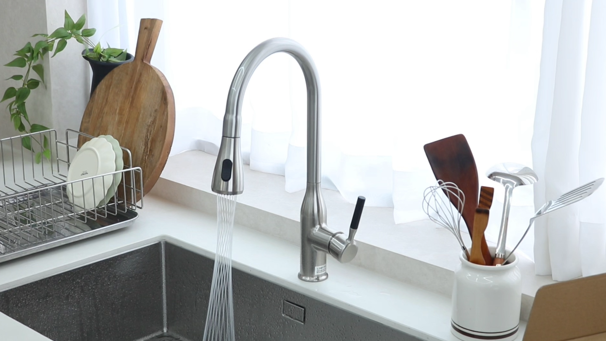 하봄 무광 와이드 싱크대수전 폭포 원홀 주방수전 폭포수 수도꼭지