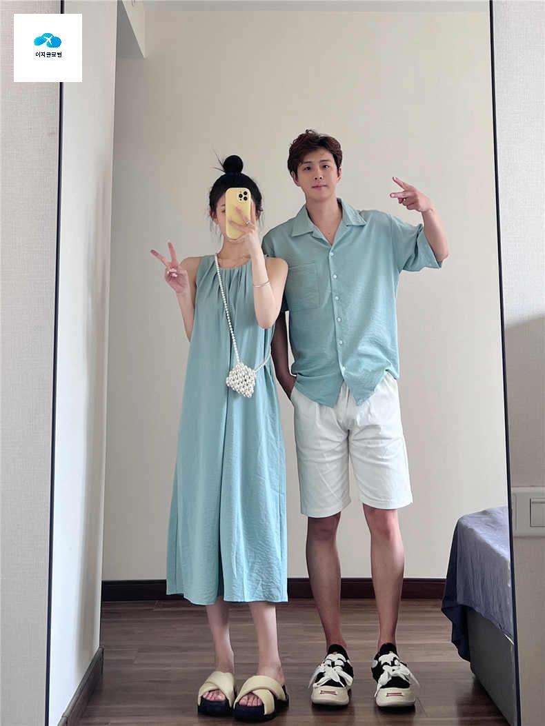 신혼여행 휴양지룩 원피스 커플 하와이패션 바캉스원피스 동 - 상세 이미지 2
