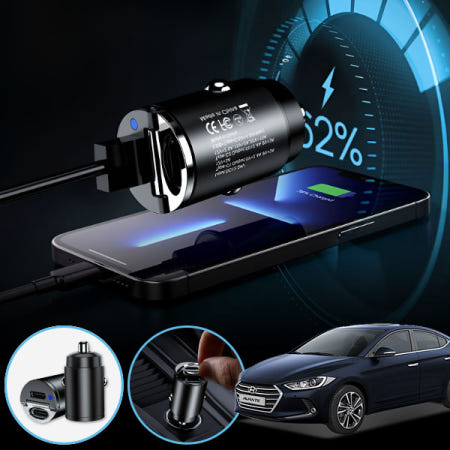 에스모터스 아반떼AD(15~) D13 45W 2포트 Type-C 초고속 미니 차량용 충전기