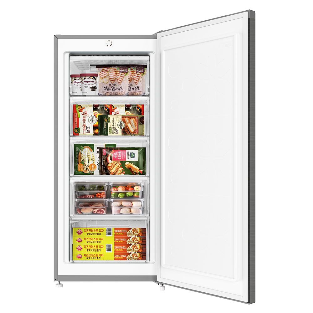 더함 소형 미니 냉동고 서랍형 스탠드 냉동고 메탈실버 146L