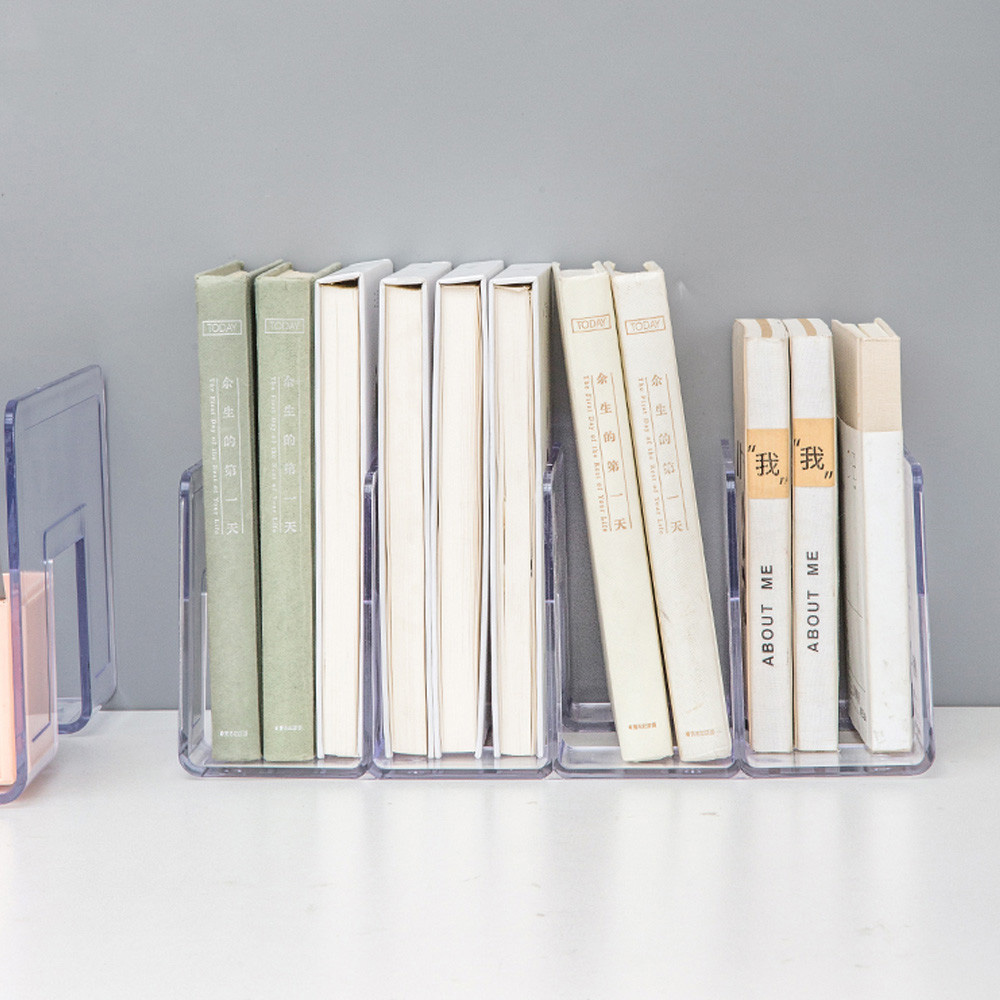 아크릴 책꽂이 책상위 책장 칸막이 간이 투명 책꽂이 미니 책정리대 북엔드 4칸