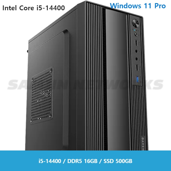 PCKOREA 업무처리용 인텔 i5-14400 내장그래픽 Windows 11 Pro FPP 사무용 조립컴퓨터 [i5-14400/DDR5 16GB/SSD500GB]