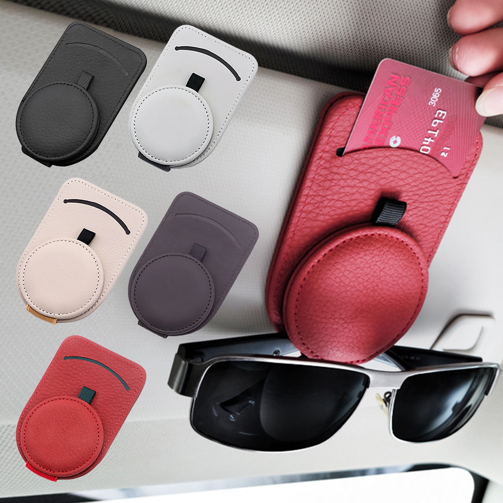 모노치 차량용 인서트 소가죽 선바이저클립 선글라스거치대 카드수납 안경걸이