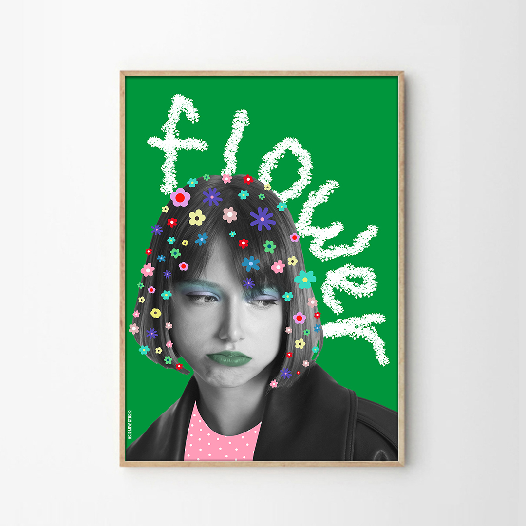 애시드로우 감성팝아트 미드센츄리 모던 포스터 flower - 상품 이미지