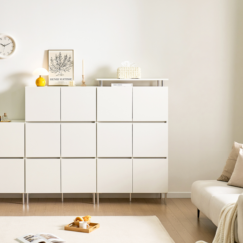 로아 수납장 모듈 다용도 거실 맘마존 (다리형/상판형) 800, 3단, 화이트