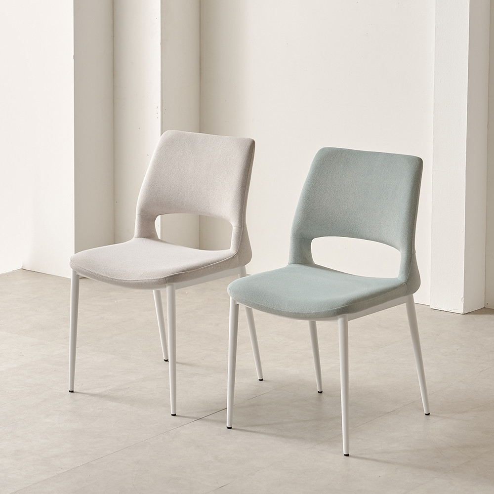 허리편한 식탁의자 화이트 테이블의자 패브릭 다이닝체어 아쿠아민트