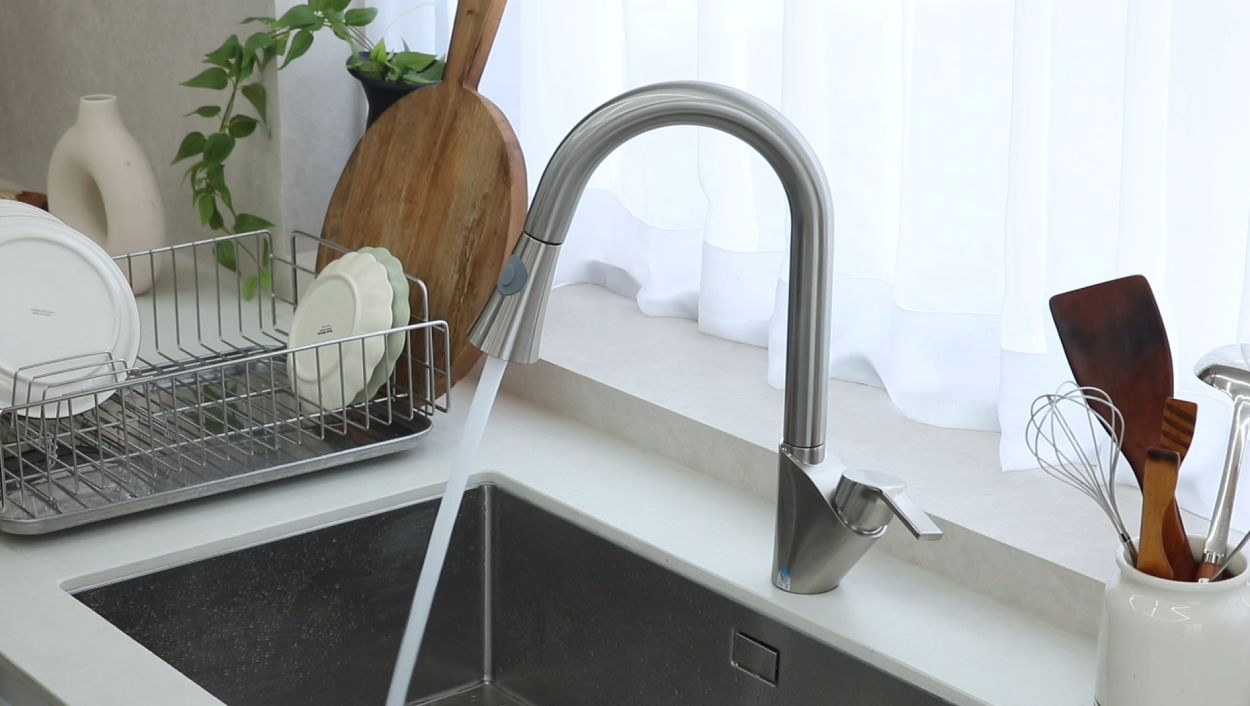 하봄 무광 와이드 싱크대수전 폭포 원홀 주방수전 폭포수 수도꼭지