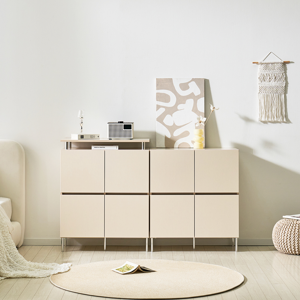 로아 수납장 모듈 다용도 거실 맘마존 (다리형) 800, 2단, 크림화이트