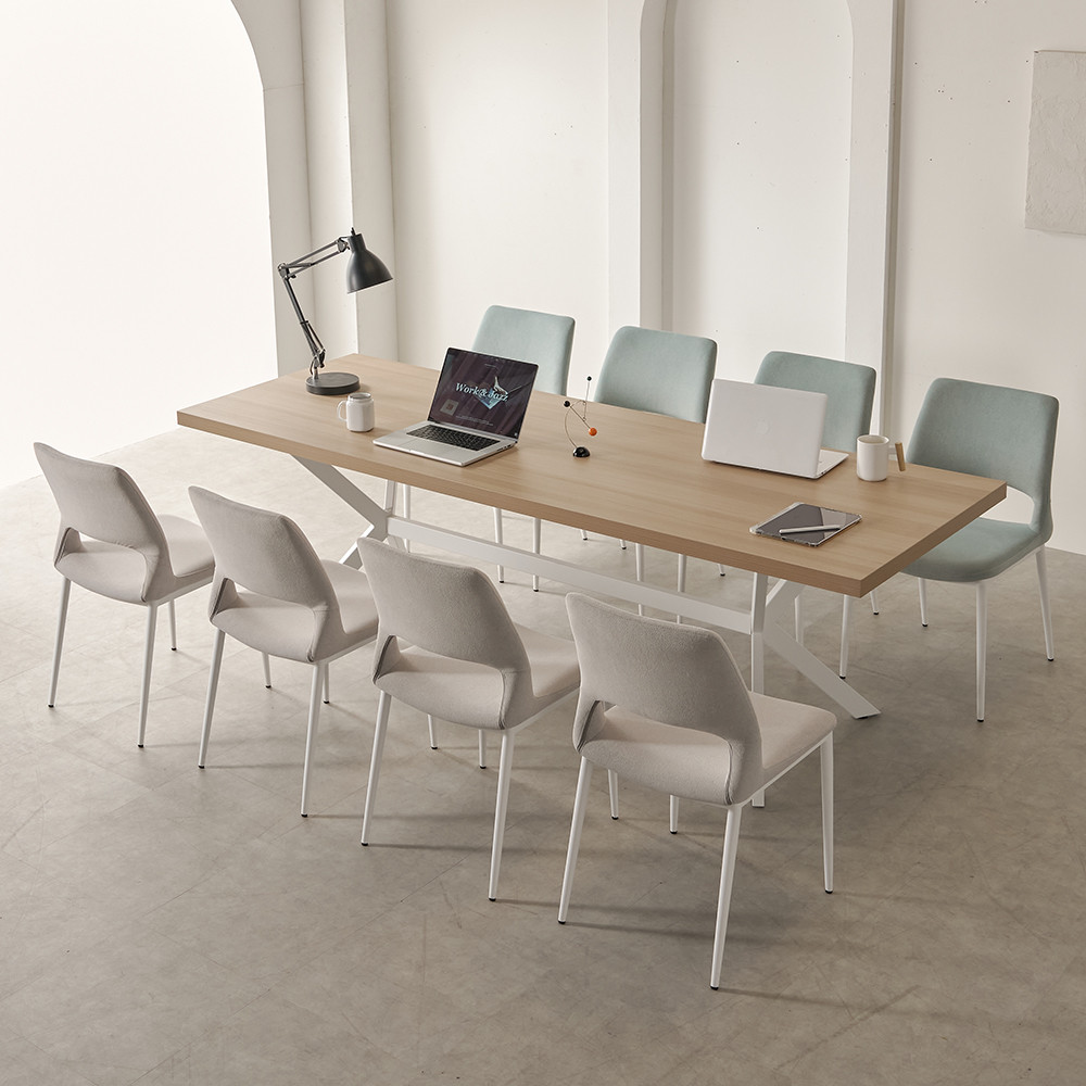 허리편한 식탁의자 화이트 테이블의자 패브릭 다이닝체어 오프화이트