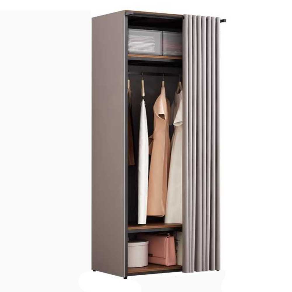 시스템행거 커튼 가리개 정리함 조립식 스탠드 옷장 3단 80cm - 상품 이미지
