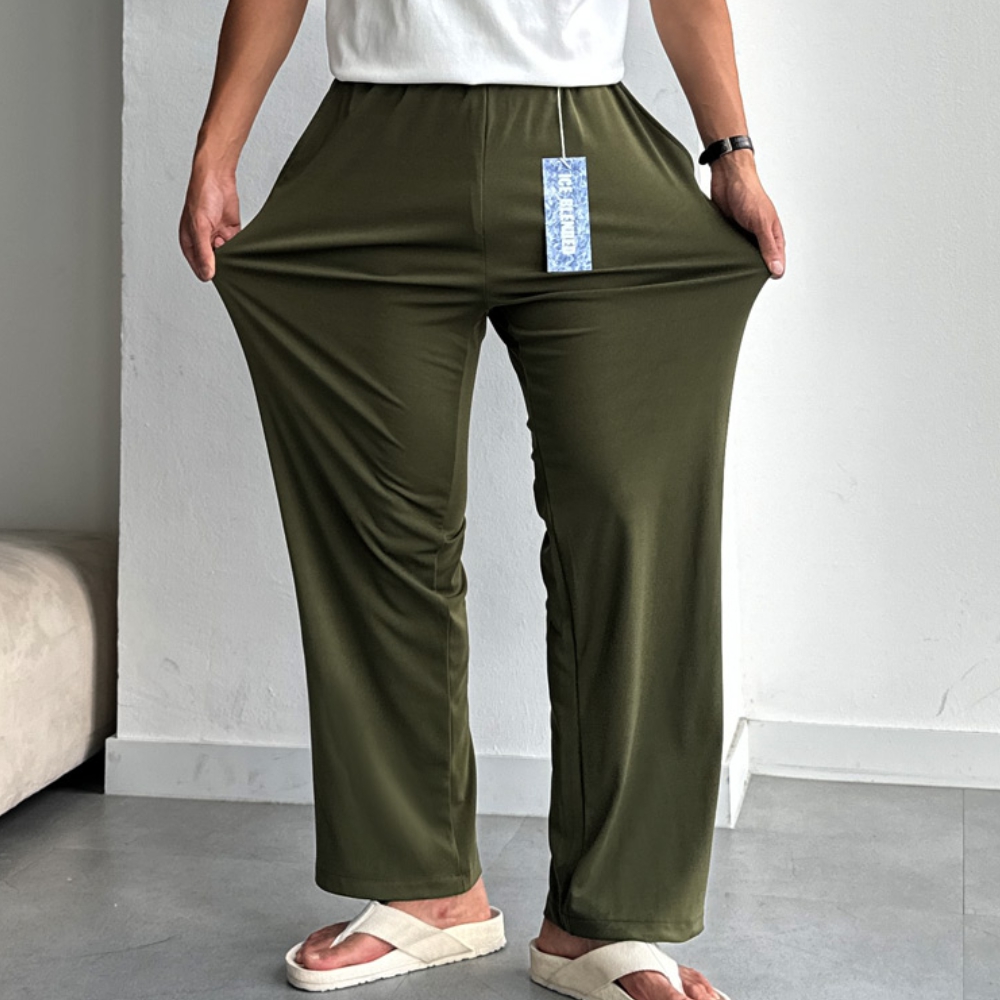 1+1 남자 니레 봄 가을 고텐션 스판 롱 와이드 밴딩 팬츠 - 상세 이미지 4
