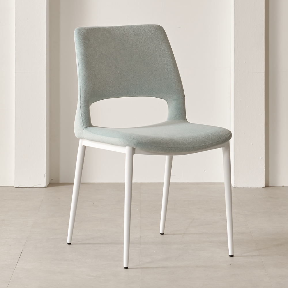 허리편한 식탁의자 화이트 테이블의자 패브릭 다이닝체어 아쿠아민트