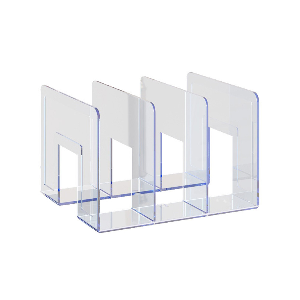 아크릴 책꽂이 책상위 책장 칸막이 간이 투명 책꽂이 미니 책정리대 북엔드 4칸