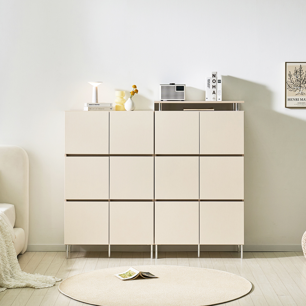 로아 수납장 모듈 다용도 거실 맘마존 (다리형/상판형) 800, 3단, 크림화이트