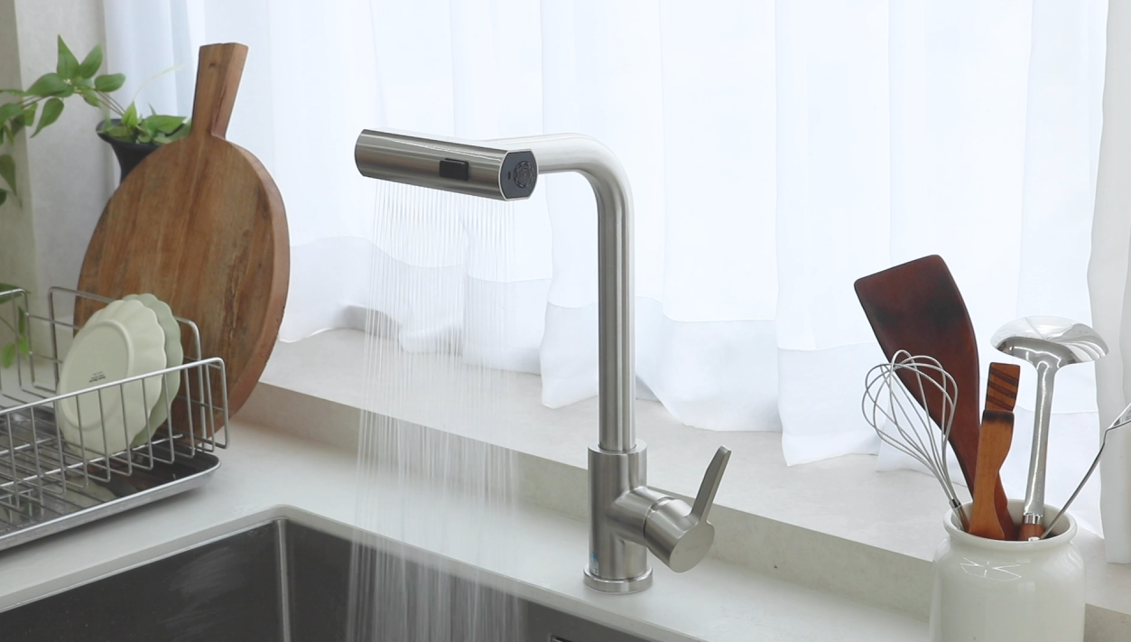 하봄 무광 와이드 싱크대수전 폭포 원홀 주방수전 폭포수 수도꼭지