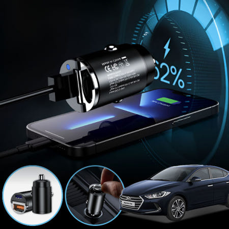 에스모터스 아반떼AD(15~) E13 45W 2포트 USB + Type-C 초고속 미니 차량용 충전기