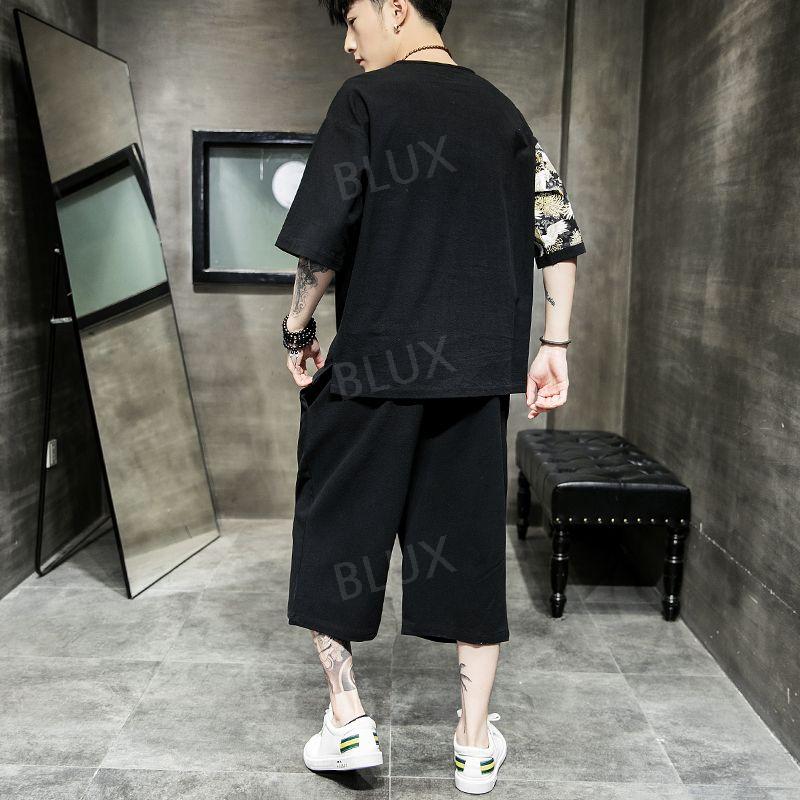 브럭스 루즈핏 린넨 근무복 반바지 투피스 절복 세트 개량 한복 이미지 6