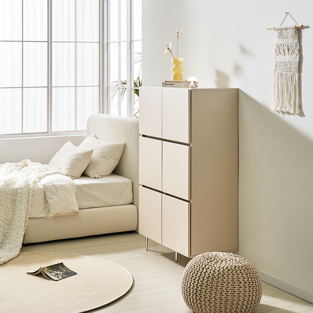 로아 수납장 모듈 다용도 거실 맘마존 (다리형/상판형) 800, 3단, 크림화이트