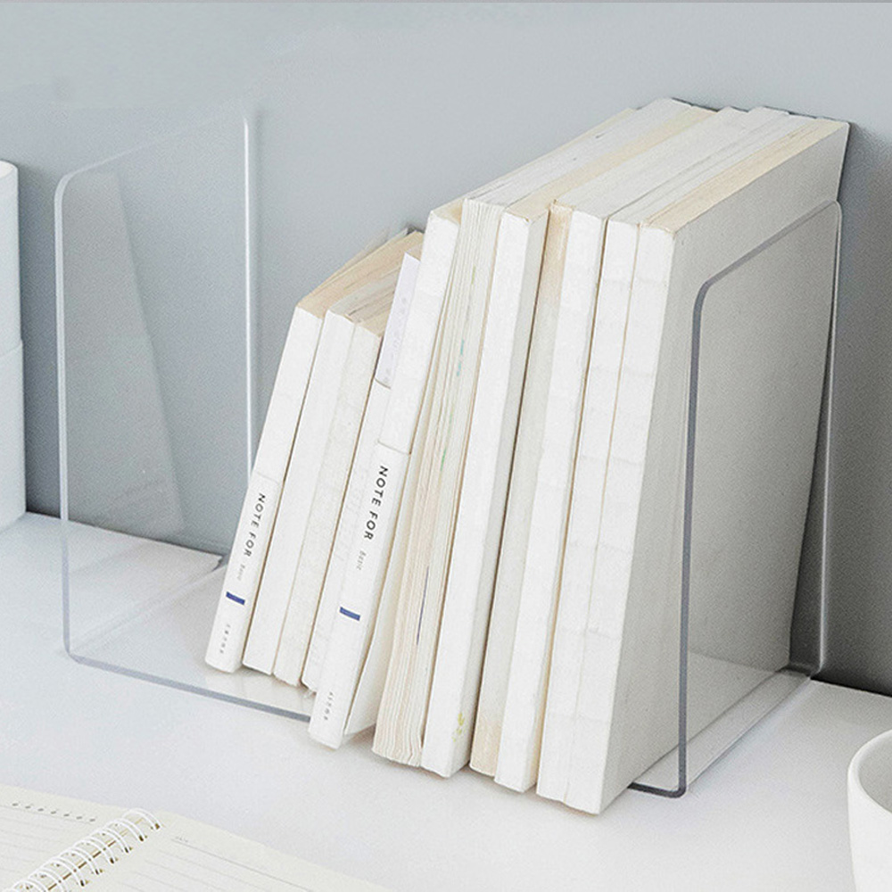 아크릴 책꽂이 책상위 책장 칸막이 간이 투명 책꽂이 미니 책정리대 북엔드 4칸
