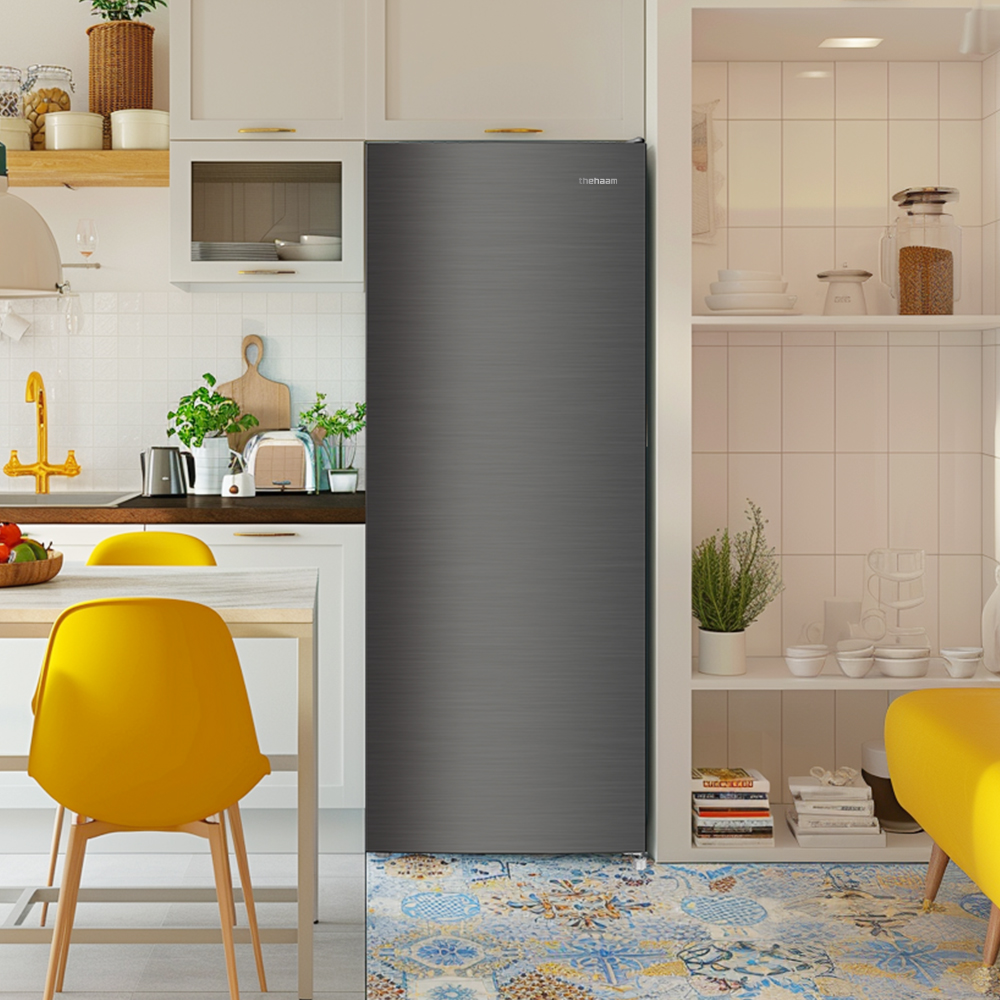 더함 소형 미니 냉동고 서랍형 스탠드 냉동고 메탈실버 146L