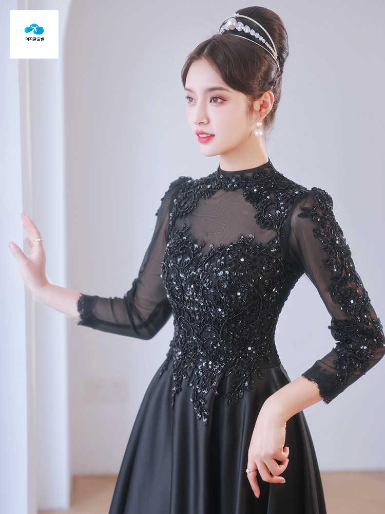 원피스 스팽클 드레스 블랙 무대 연주회 여성 - 상품 이미지