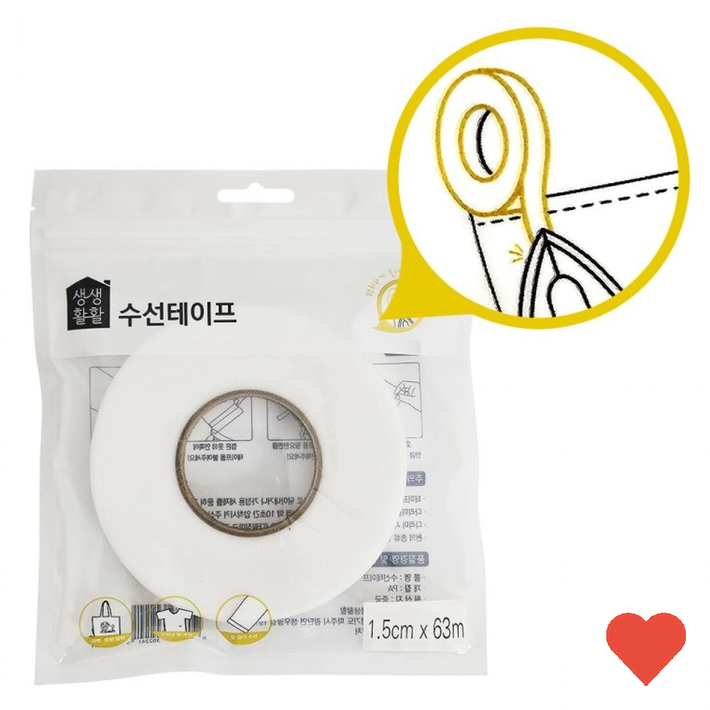 수예용품 생활 수선 테이프 소 1.5cm X63 바지 단 : samTENmart
