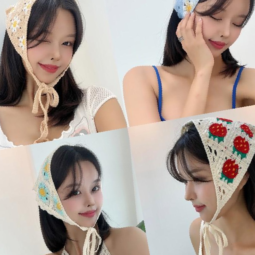 액세서리 봄 라덴뜨개두건 스타일링 포인트 꽃 레이스 : 씨티몰웨어C