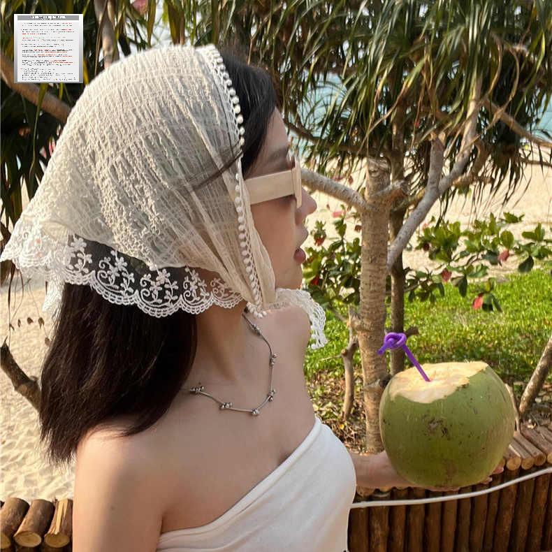 커치프 스카프 랩 머리띠 삼각 반다나 패션 여름 플라워 - 상세 이미지 2