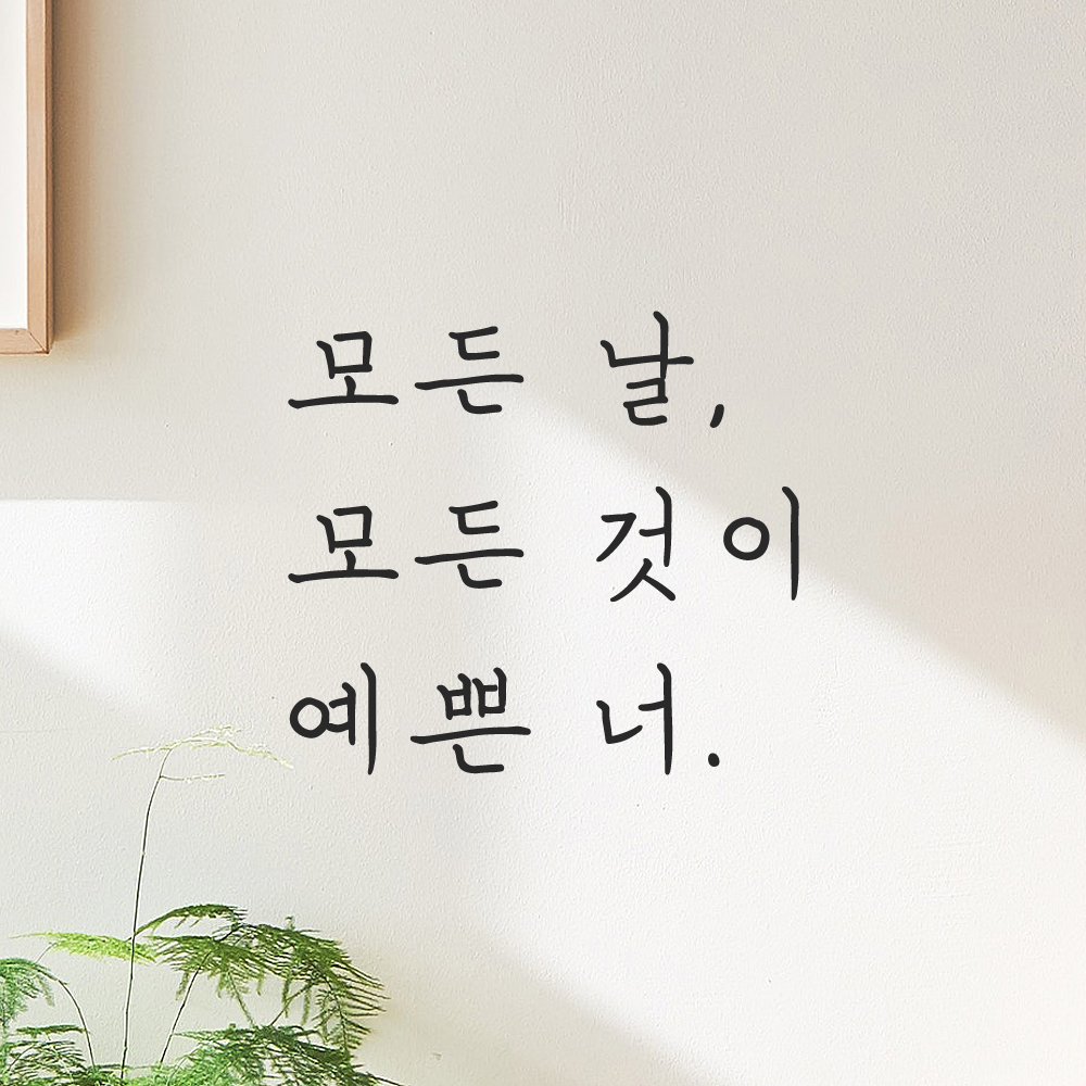 인테리어 포인트 손글씨 레터링 스티커 모든 날 모든 것이 예쁜 너 LH-075S 검정 이미지 6