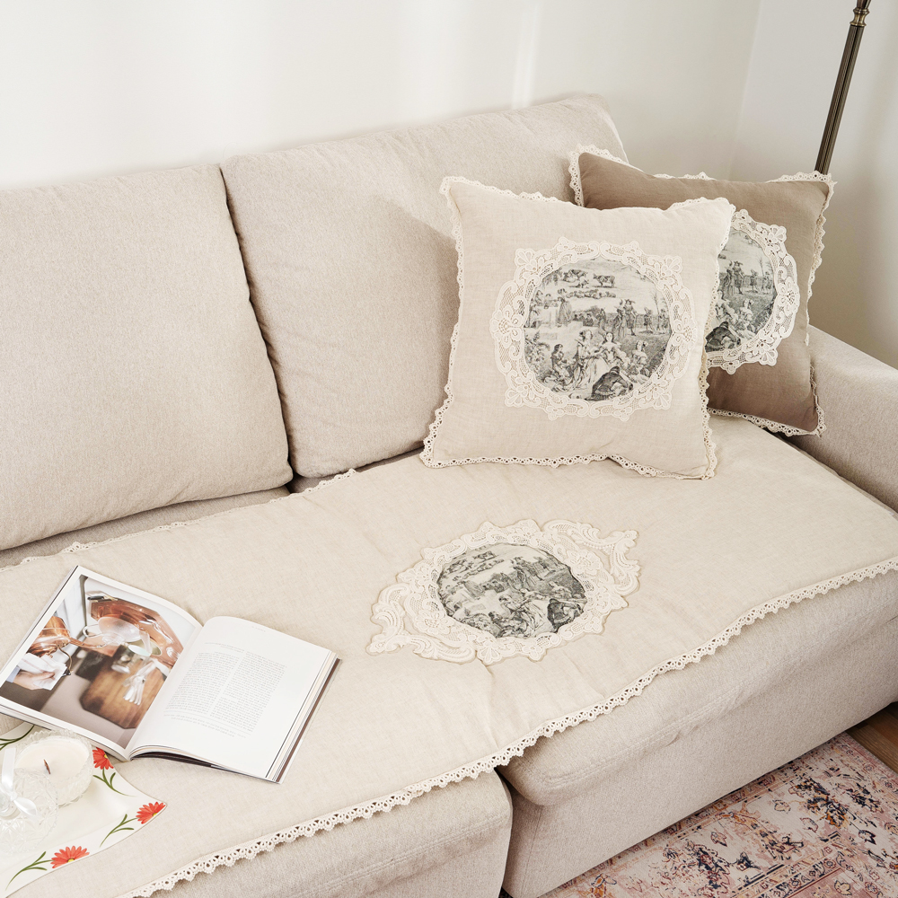 마벨로제 루시앙 뜨왈 린넨 쇼파패드 3인 미끄럼방지 소파매트