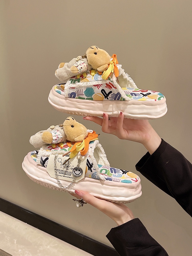 특이한 통굽슬리퍼 곰 두꺼운 플랫폼 4CM 키높이 - 상세 이미지 3