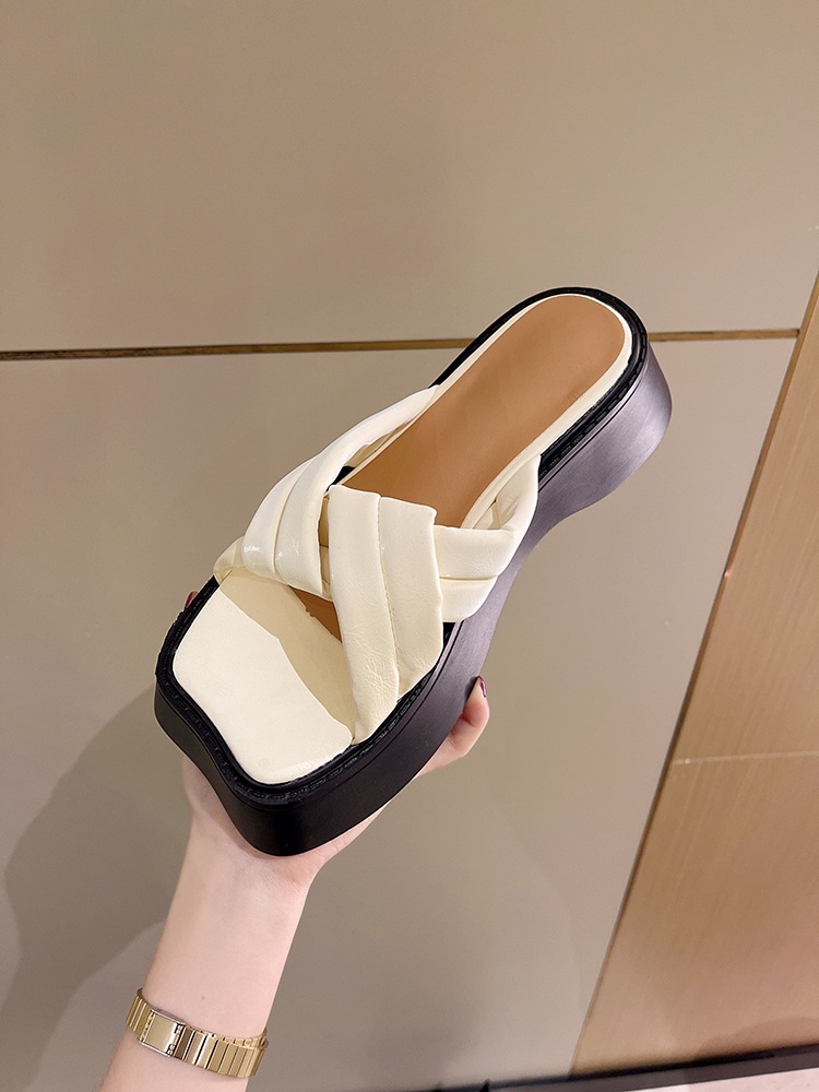 바다 슬리퍼 통굽 키높이 4CM 해변 바닷가 휴양지 - 상세 이미지 2
