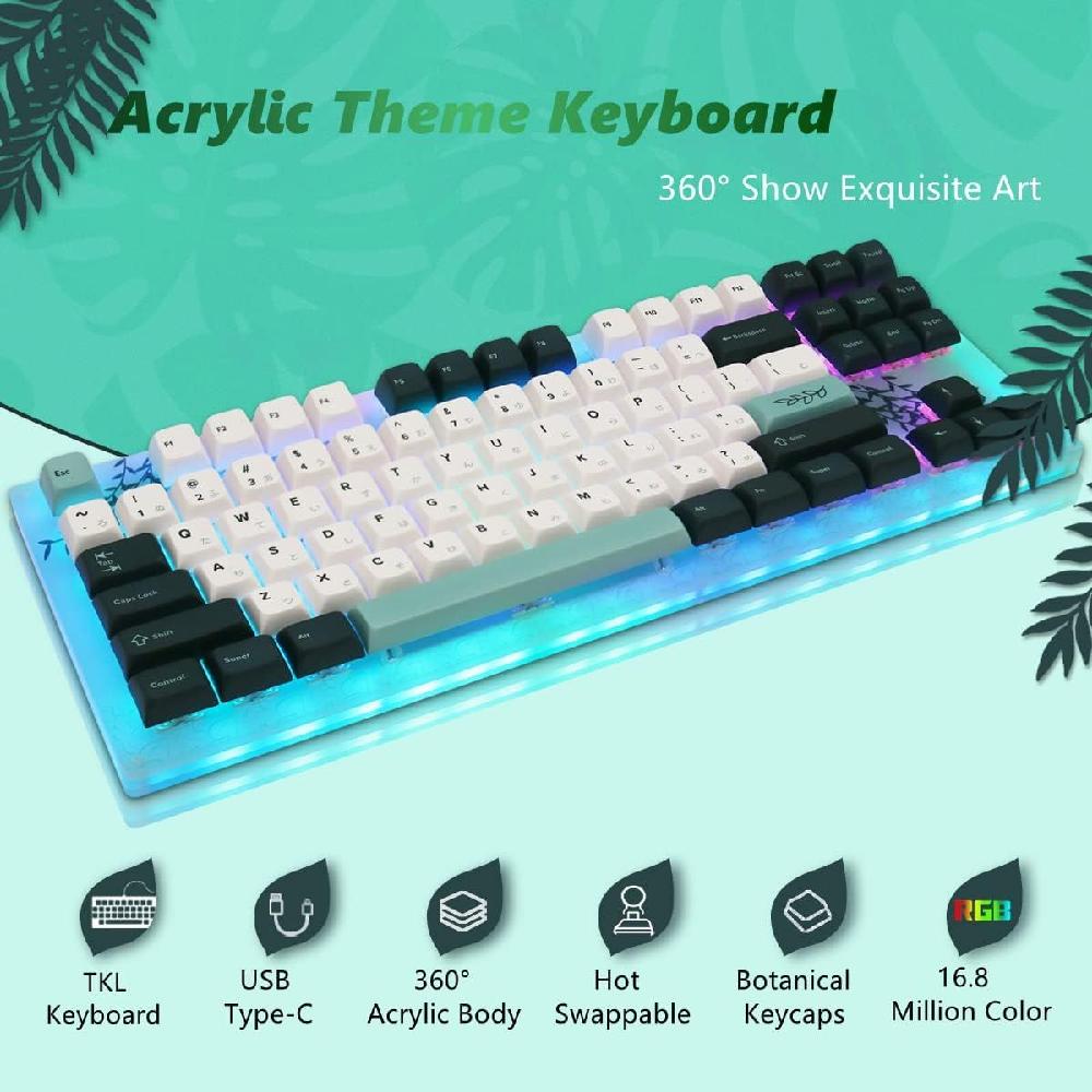 Womier K87 87 게임용 기계식 RGB PBT 키캡 레드 스위치 - 상세 이미지 2