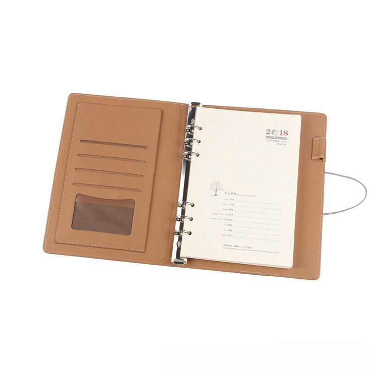 A5商务创意笔记金属扣绑带油边活页定制LOGO