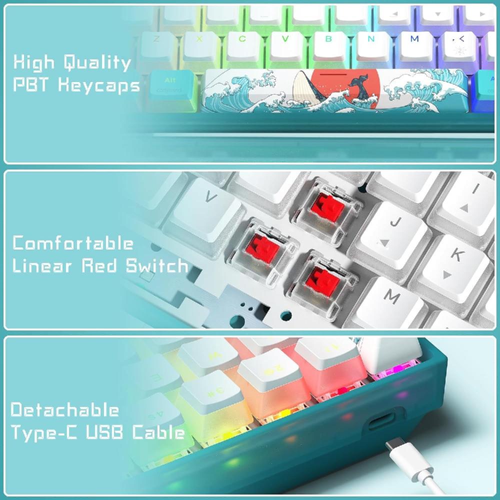 Womier WK61 기계식 RGB 가성비 키보드 유선 게임용 게이머 PBT 키캡 - 상세 이미지 3