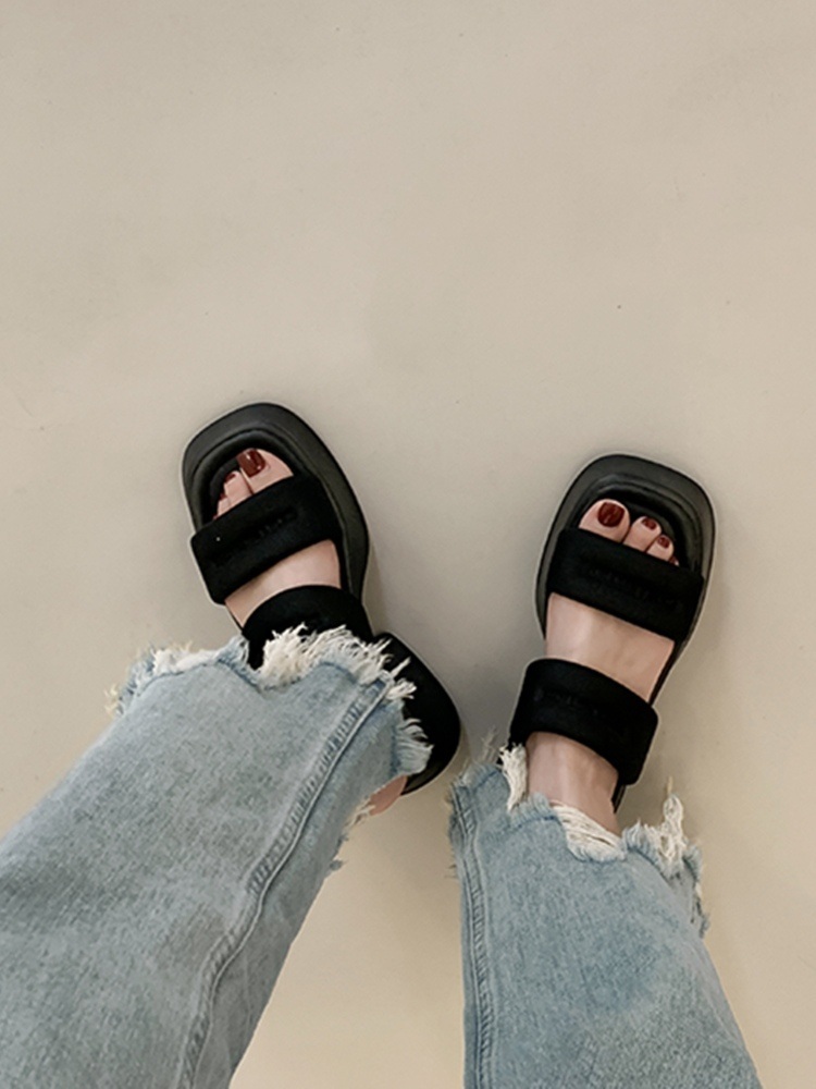 여름용 키커지는 통굽슬리퍼 5CM 해수욕장 비치 - 메인 이미지