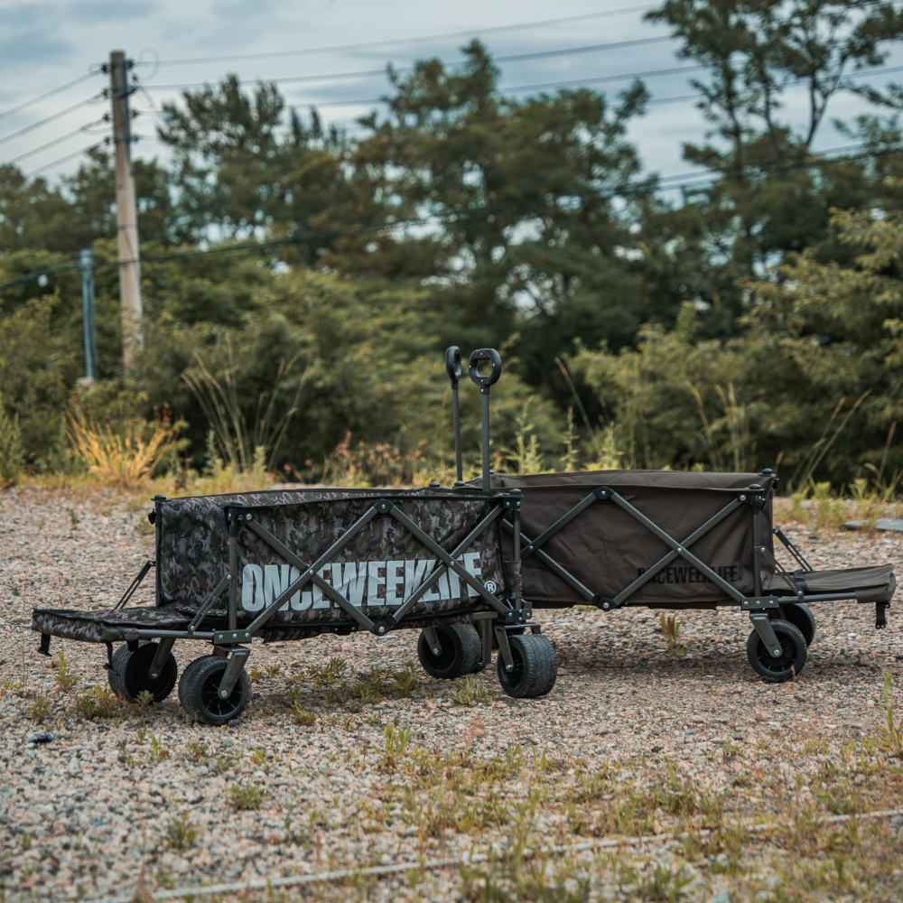 원스위크라이프 캠핑 접이식 폴딩 카트 왜건 뒷문 개방 오픈형 웨건 수레 카키