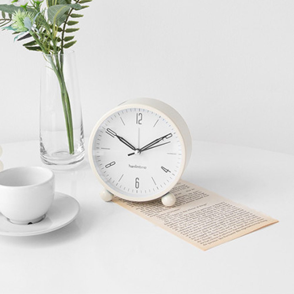 무소음 탁상시계 미니 건전지 책상 아날로그 알람시계 원형 (소) - 상세 이미지 2