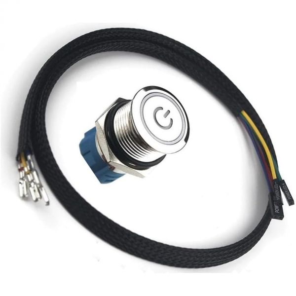 Switian 컴퓨터 전원 리셋 스위치 버튼 케이블 컴퓨터용 LED 와이어 키트 어셈블리 파란색 19mm 60cm 497671 : 민일이트린카