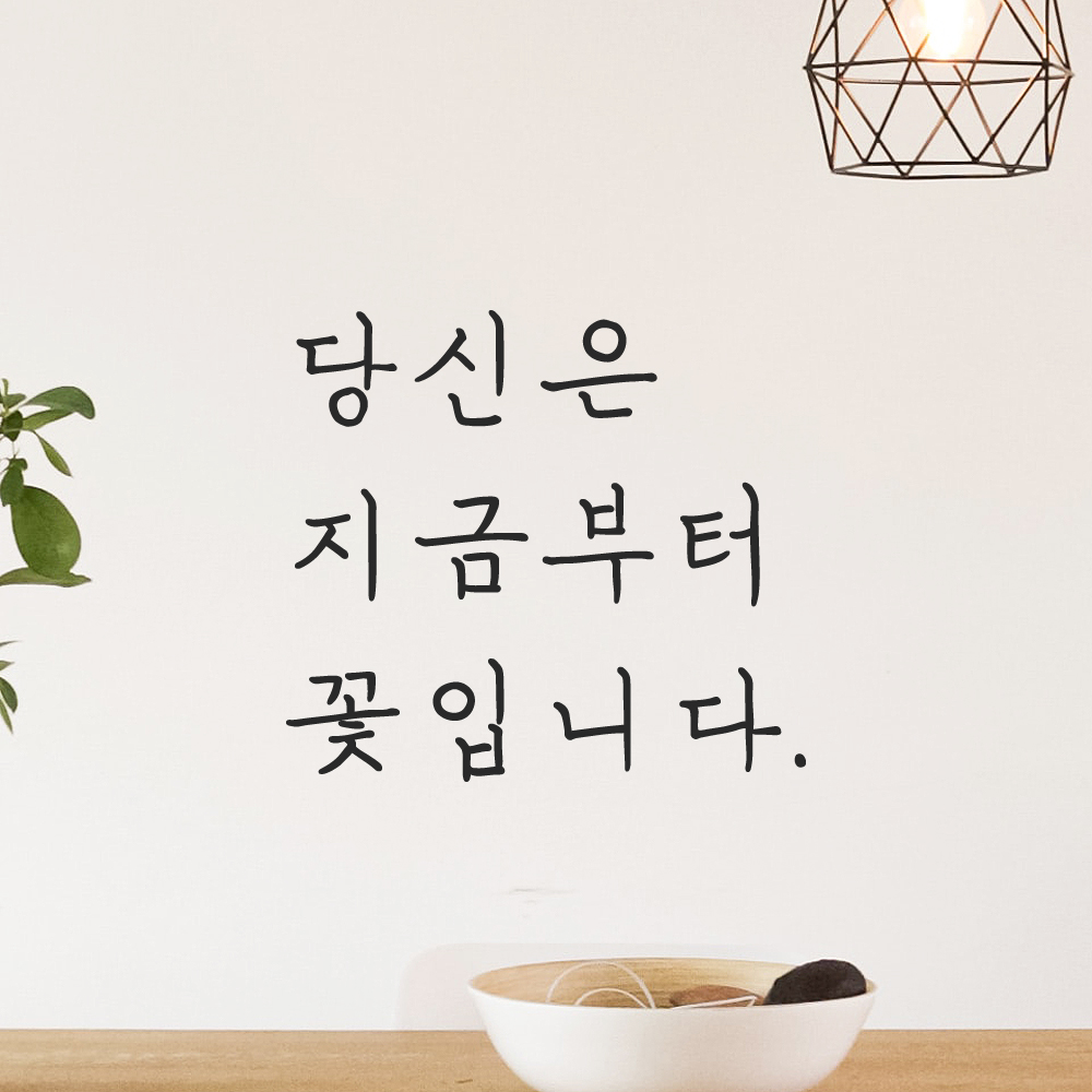 인테리어 포인트 감성 손글씨 레터링 스티커 당신은 지금부터 꽃입니다 LH-078S 검정 이미지 6