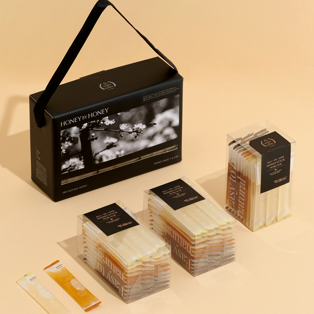 허니바이허니 자연 벌꿀 스틱 90포입 국산 아카시아 명절 선물 세트