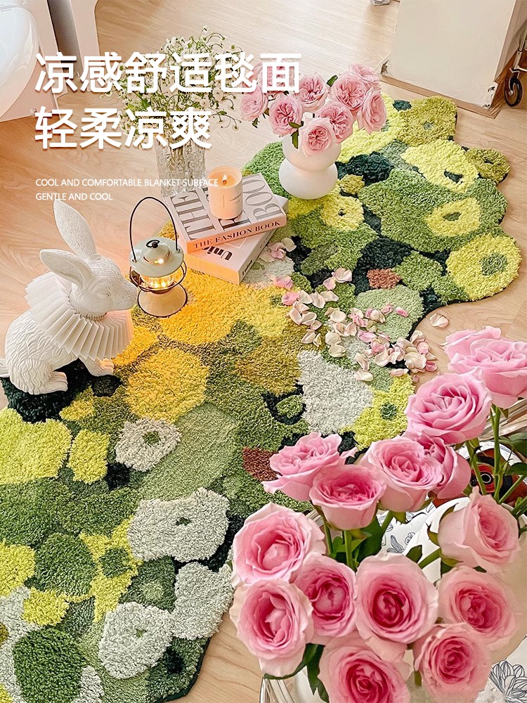 꽃밭러그 침실 이끼 침대밑러그 거실 매트 거실러그 잔디 비정형 카페트 잔디러그 - 상세 이미지 2