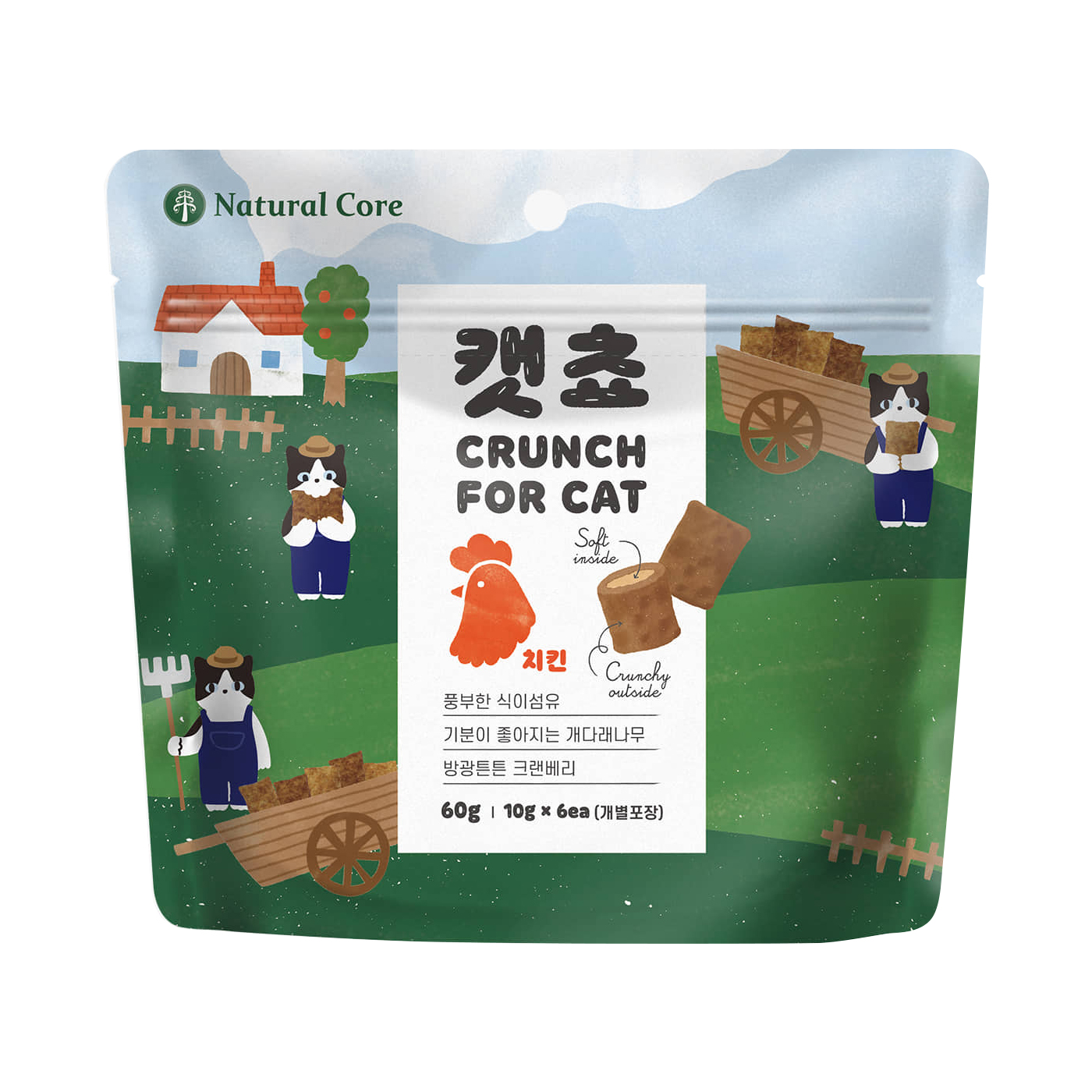캣쵸 네츄럴 코어 겉바속초 고양이 간식 60g 치킨 제품 이미지