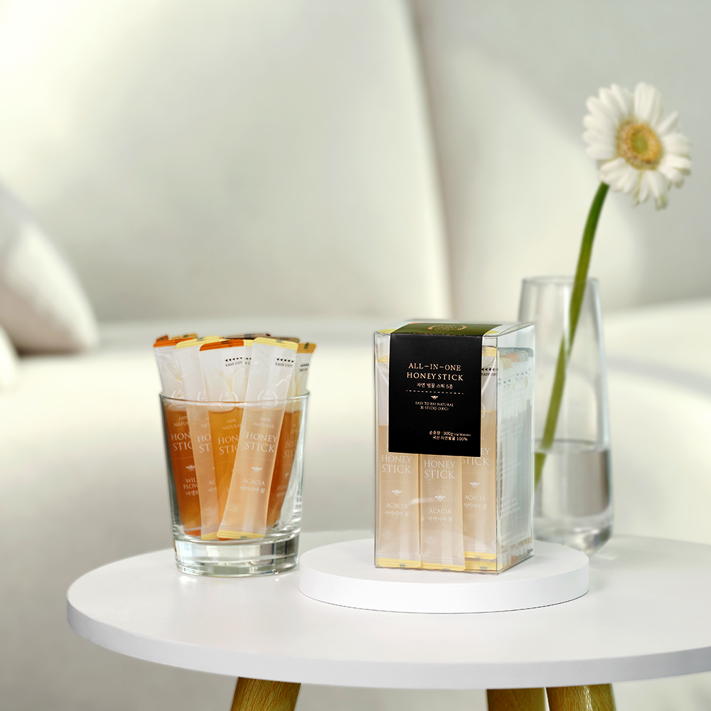 허니바이허니 자연 벌꿀 스틱 90포입 국산 아카시아 선물 세트