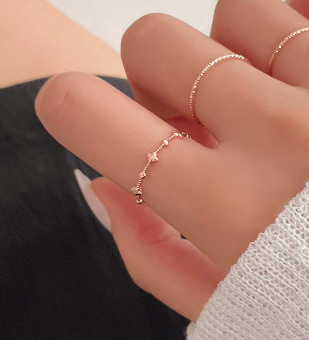 [무배] 실버925 로즈골드 플랫 클로버 포인트 은반지 - 상세 이미지 5