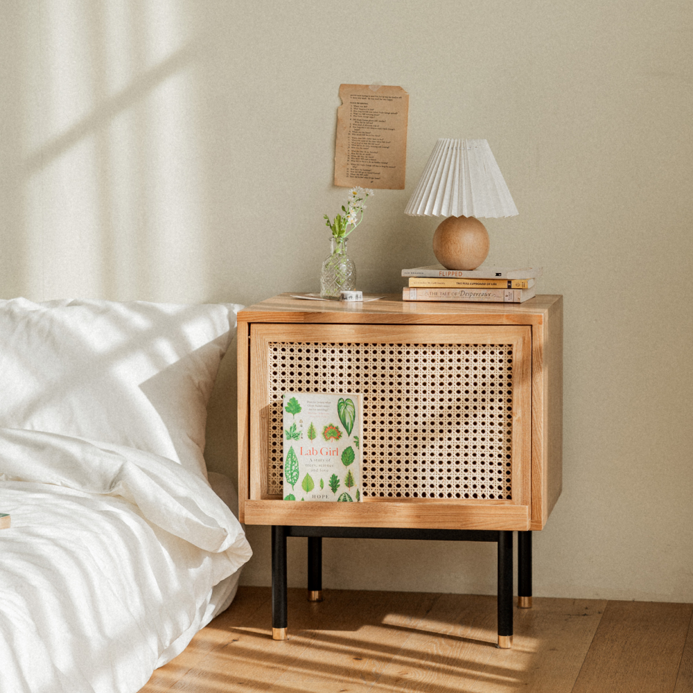 번드 비스트로 라탄 원목 매거진 침대 협탁